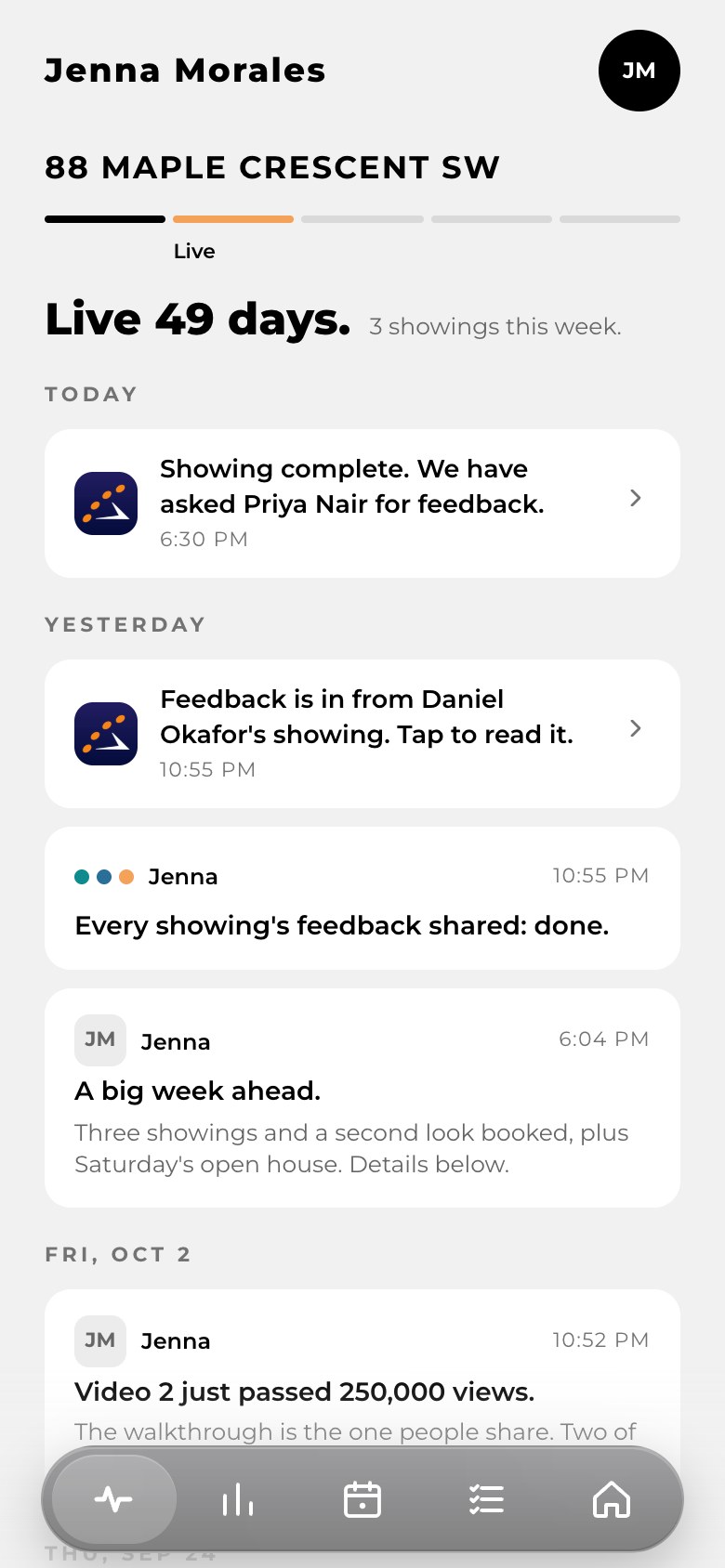 The Today tab of the seller app